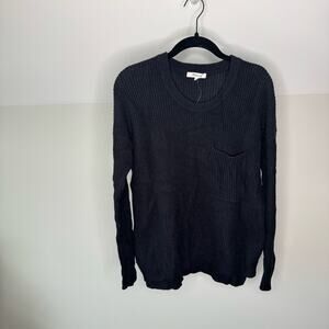 Madewell Black Pocket Long Sleeve Crewneck Pullover Sweater
